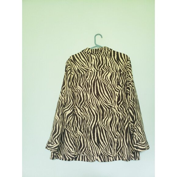 Liz & Me Womens Plus Sz 2X Shirt Button Front Long Sleeve Zebra Animal Print - Picture 2 of 5